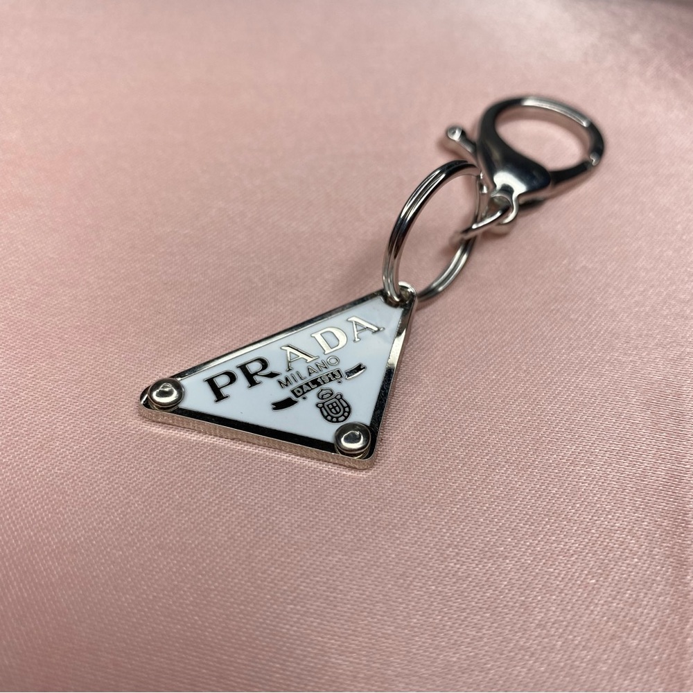 Authentic White Prada Repurposed Keychain - Picture 4 of 4